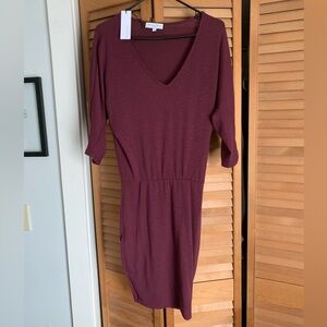 Michael Stars Burgundy  Long Sleeve Dress
